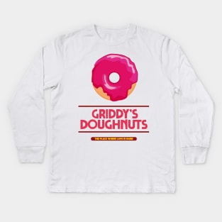 UMBRELLA ACADEMY: GRIDDYS DOUGHNUTS Kids Long Sleeve T-Shirt